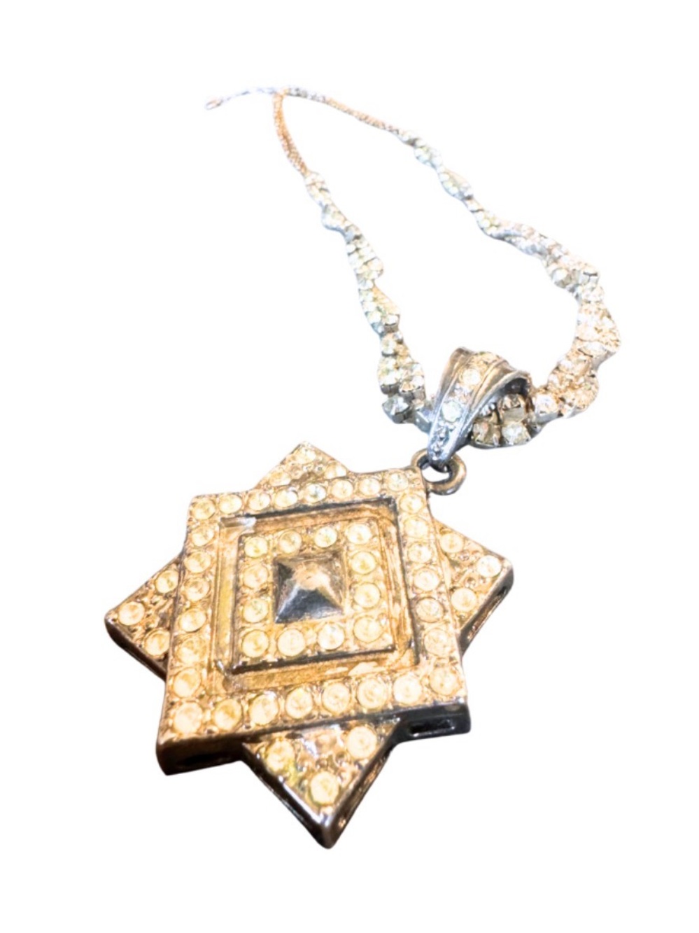 Vintage Rhinestone Necklace with Rhinestone Pendant